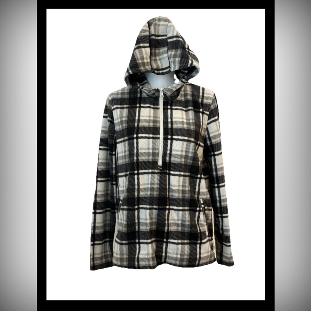 O’Neill Gray Black Plaid Fleece Pullover Sweater Size Small